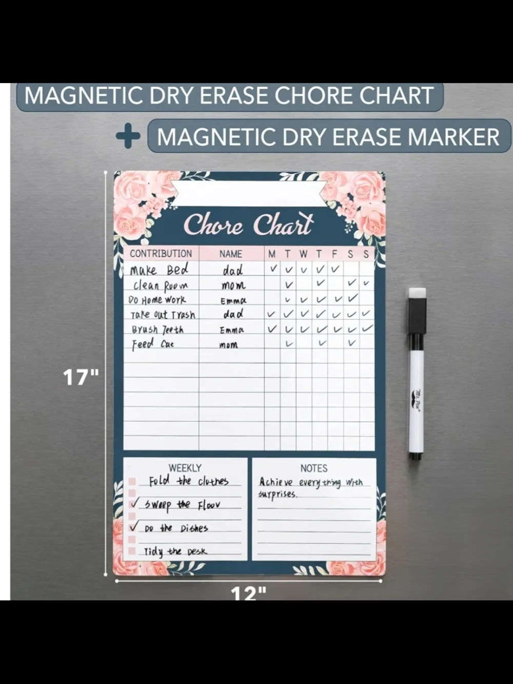 Chore Chart Magnetic Dry Erase Wall Planner